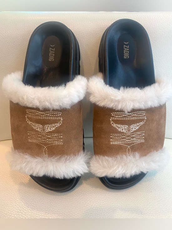 Zadig & Voltaire Shoes - Zadig & Voltaire Teddy Bare Shearling Slides Mules Size 37 New Cozy Luxe